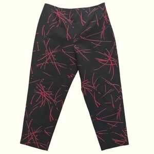 Crazy Larry by Jacob pants, Black with red fireworks paint splash, women's size